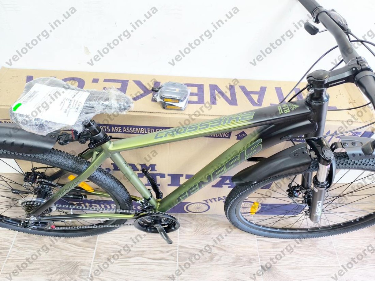 Велосипед CrossBike 29" Genesis рама 19" Black-Green 2026