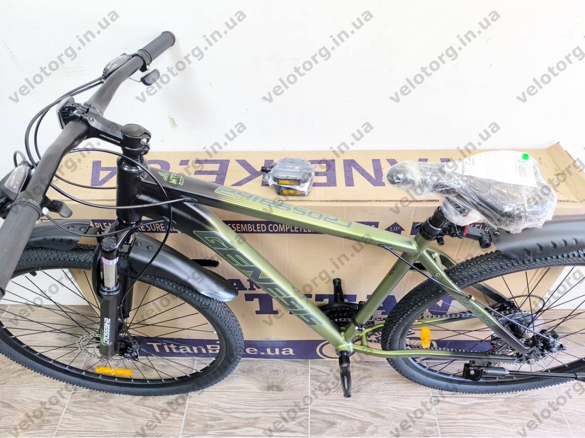 Велосипед CrossBike 29" Genesis рама 19" Black-Green 2026