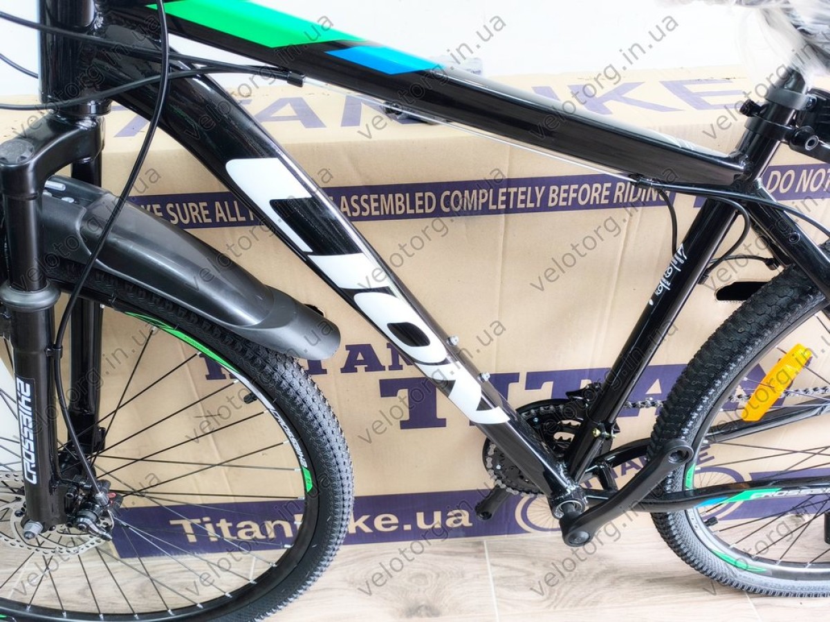 Купити велосипед CrossBike Lion 29" 2025 — рама 19", чорний-зелений