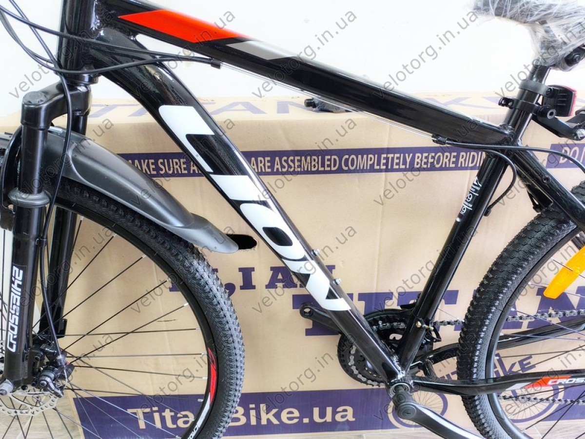 Купити велосипед CrossBike Lion 29" 2025 — рама 19", чорно-червоний
