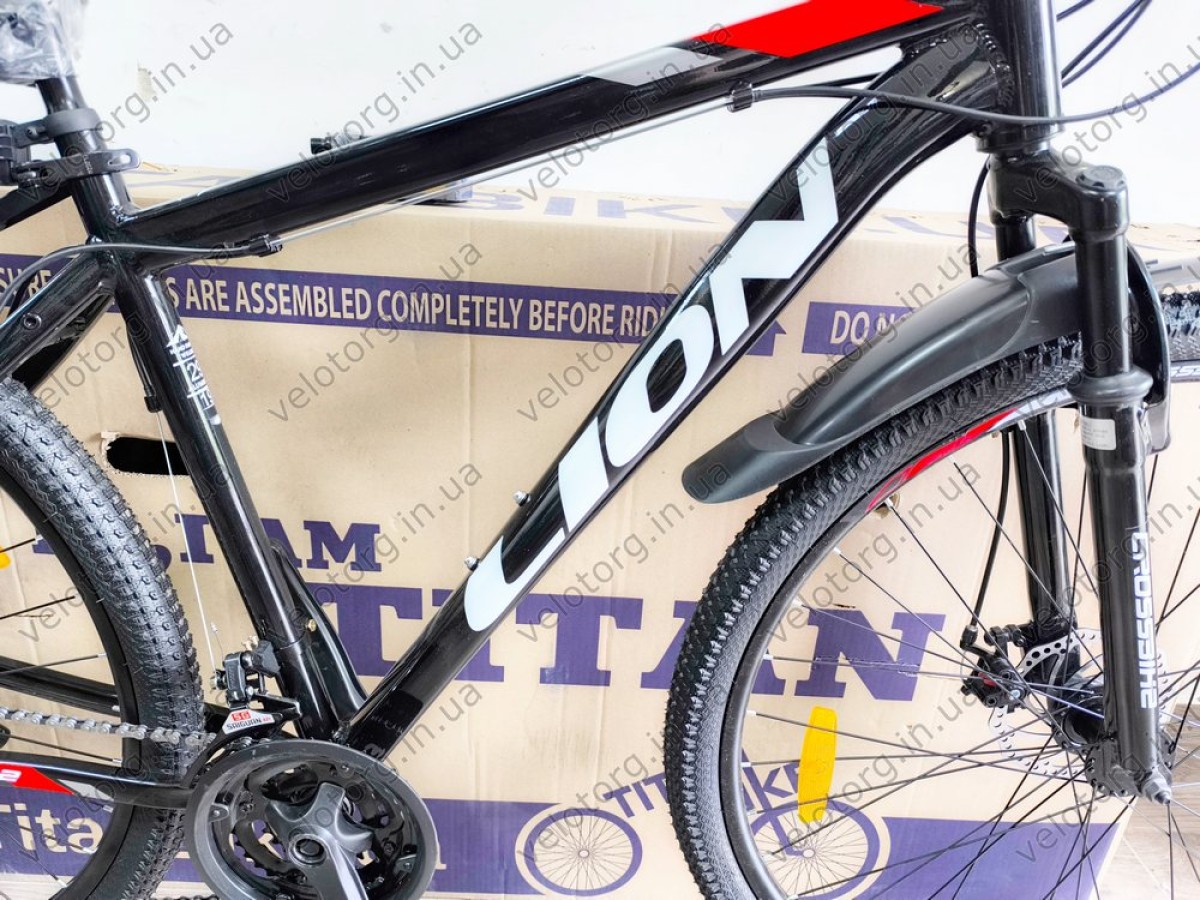 Купити велосипед CrossBike Lion 29" 2025 — рама 19", чорно-червоний