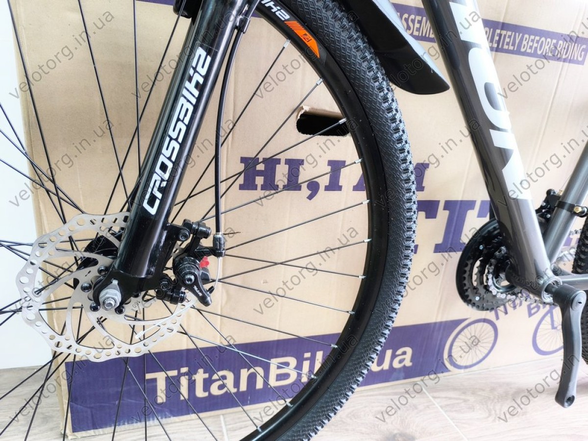 Купити велосипед CrossBike Lion 29" 2025 — рама 19", сіро-помаранчевий