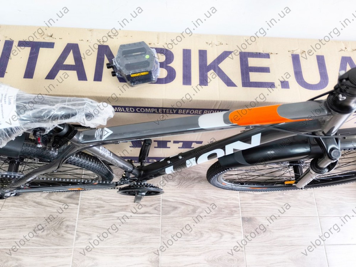 Купити велосипед CrossBike Lion 29" 2025 — рама 19", сіро-помаранчевий