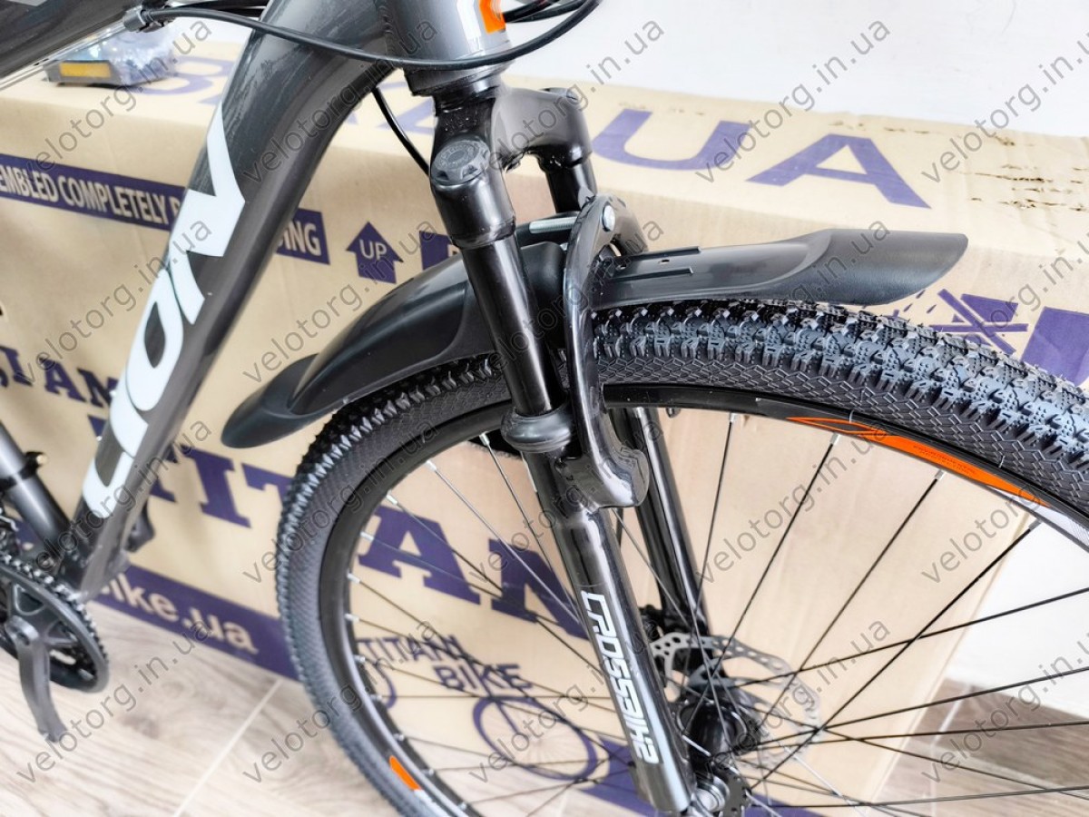 Купити велосипед CrossBike Lion 29" 2025 — рама 19", сіро-помаранчевий