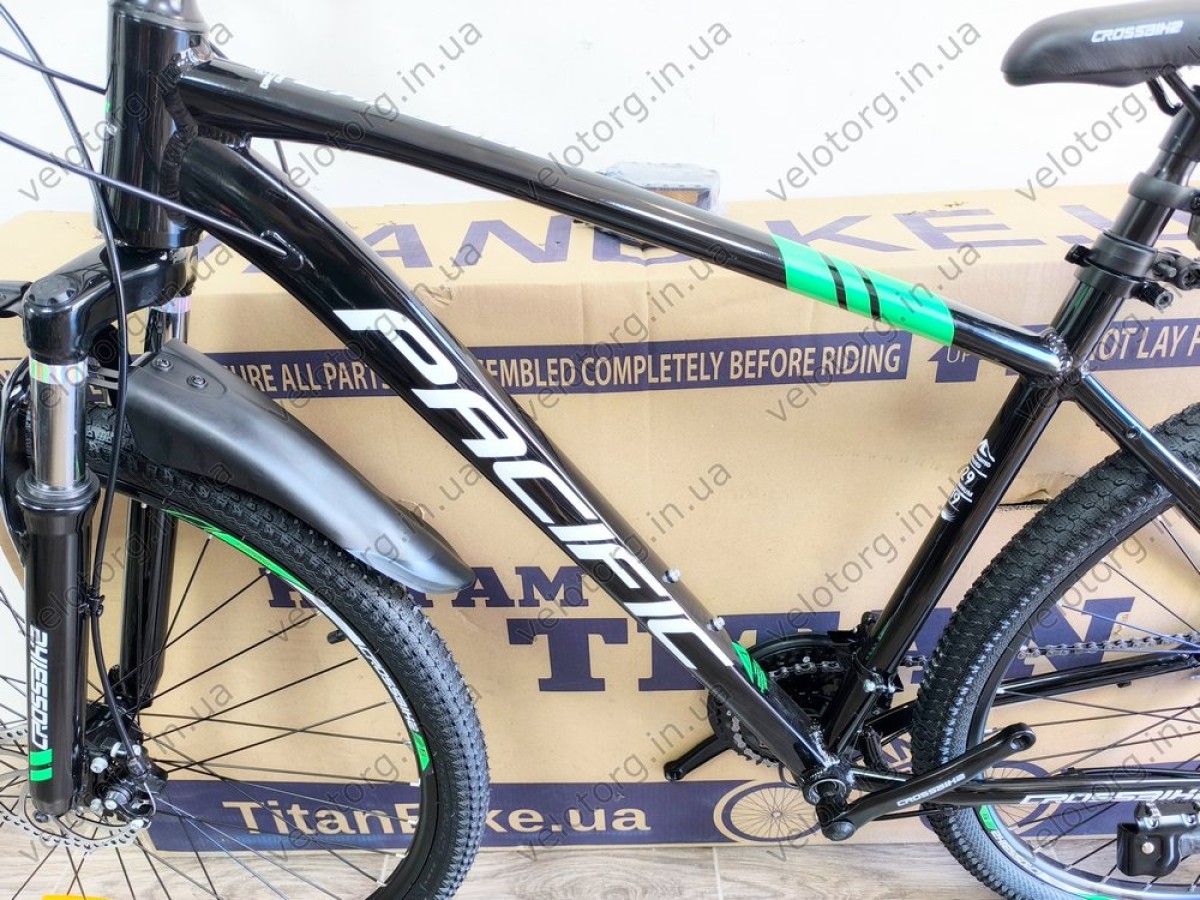 Велосипед Crossbike 29" Pacific 2025 black-green рама 19 — сучасний гірський велосипед 
