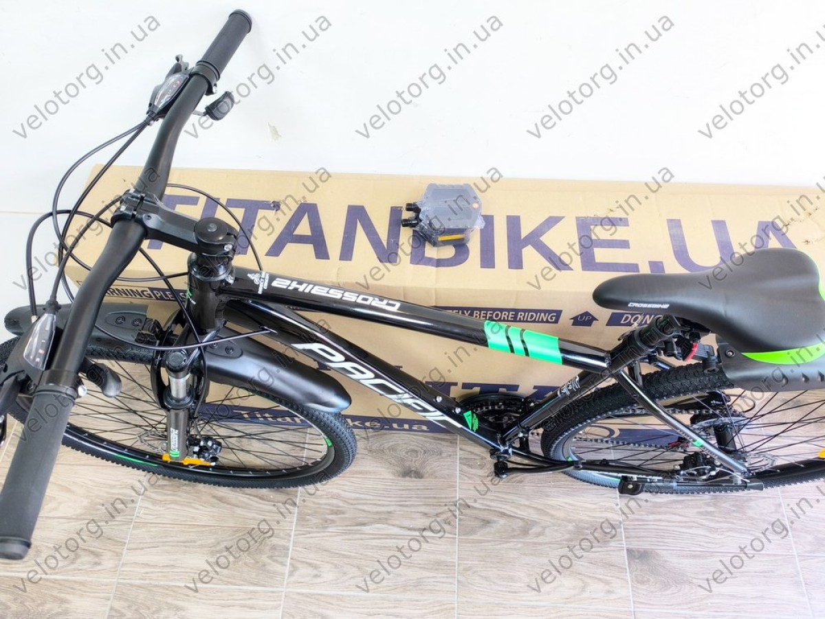 Велосипед Crossbike 29" Pacific 2025 black-green рама 19 — сучасний гірський велосипед 
