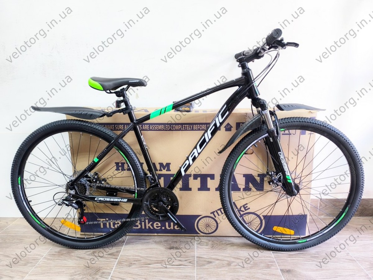 Велосипед Crossbike 29" Pacific 2025 black-green рама 19 — сучасний гірський велосипед 