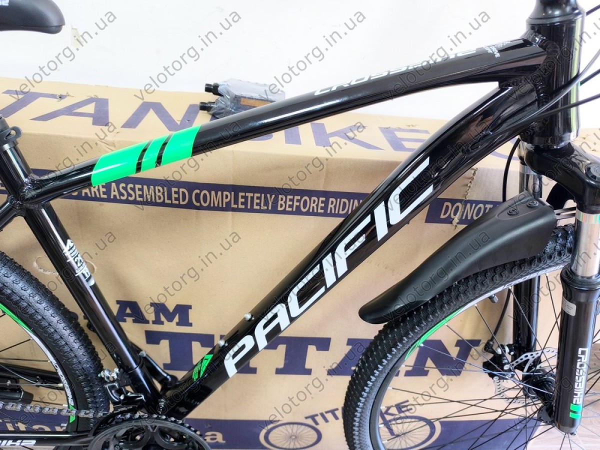 Велосипед Crossbike 29" Pacific 2025 black-green рама 19 — сучасний гірський велосипед 
