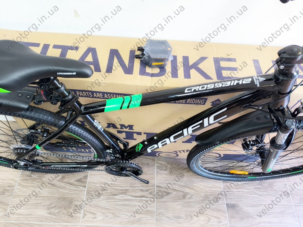 Велосипед Crossbike 29" Pacific 2025 black-green рама 19 — сучасний гірський велосипед 