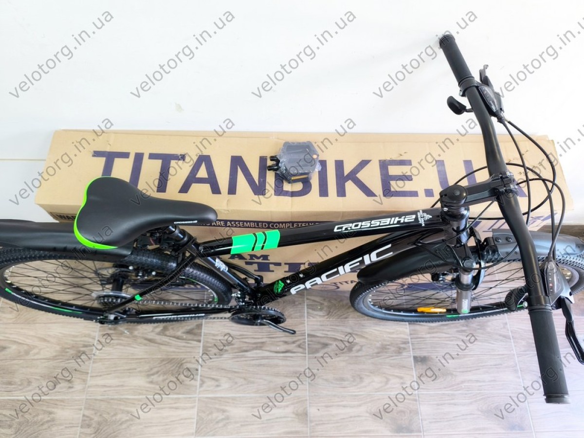 Велосипед Crossbike 29" Pacific 2025 black-green рама 19 — сучасний гірський велосипед 