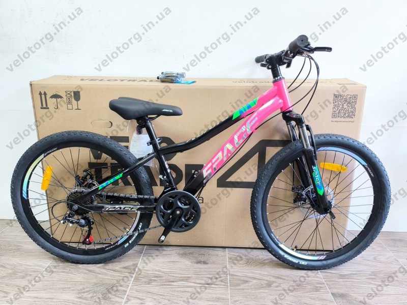 Велосипед ST 24" SPACE AURORA DD FR рама-12" рожево-чорний 2026