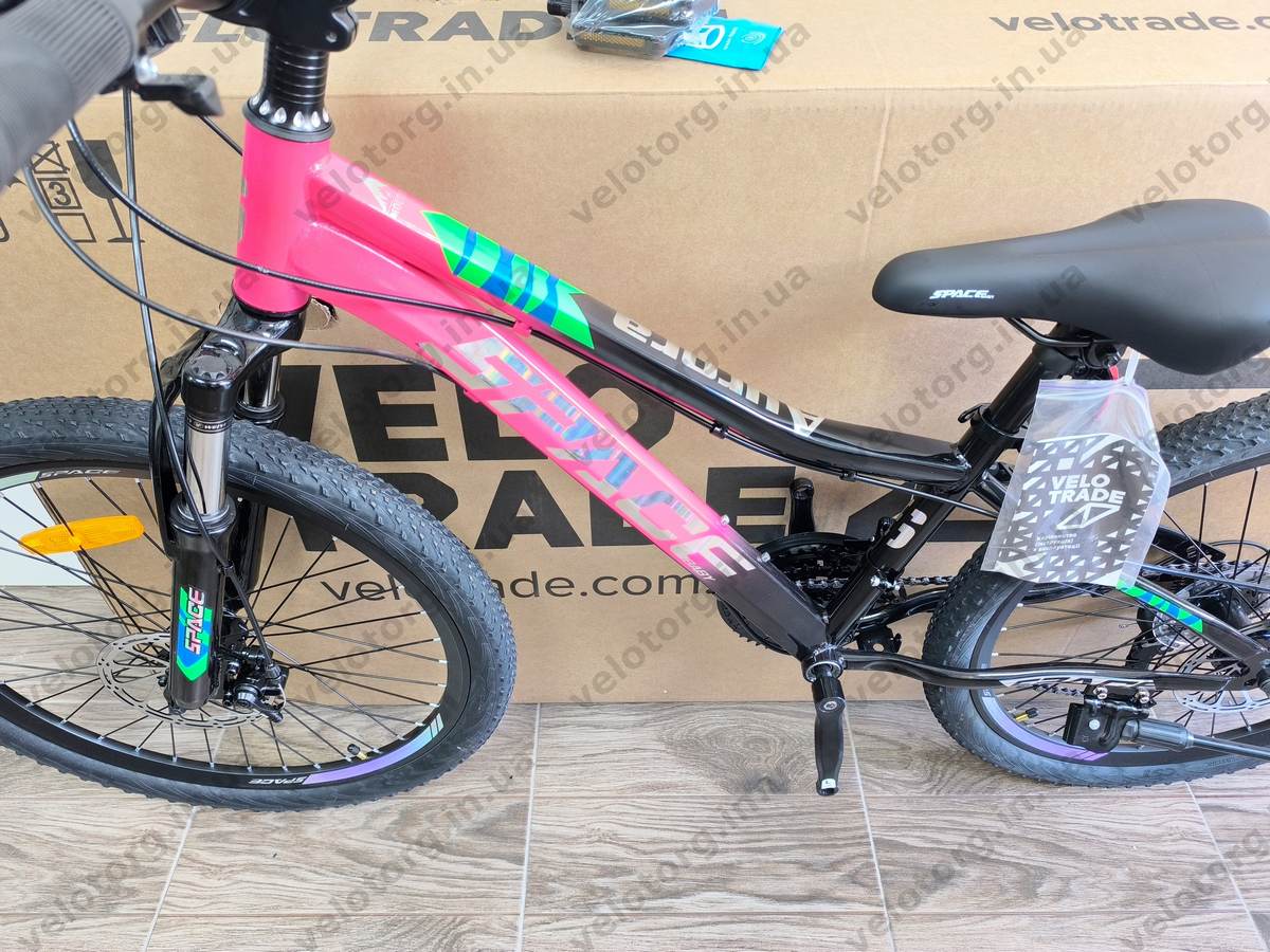 Велосипед ST 24" SPACE AURORA DD FR рама-12" рожево-чорний 2026