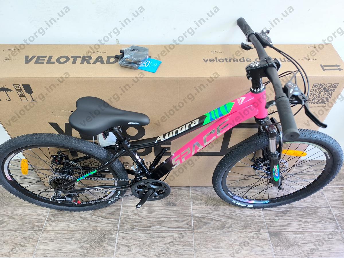 Велосипед ST 24" SPACE AURORA DD FR рама-12" рожево-чорний 2026