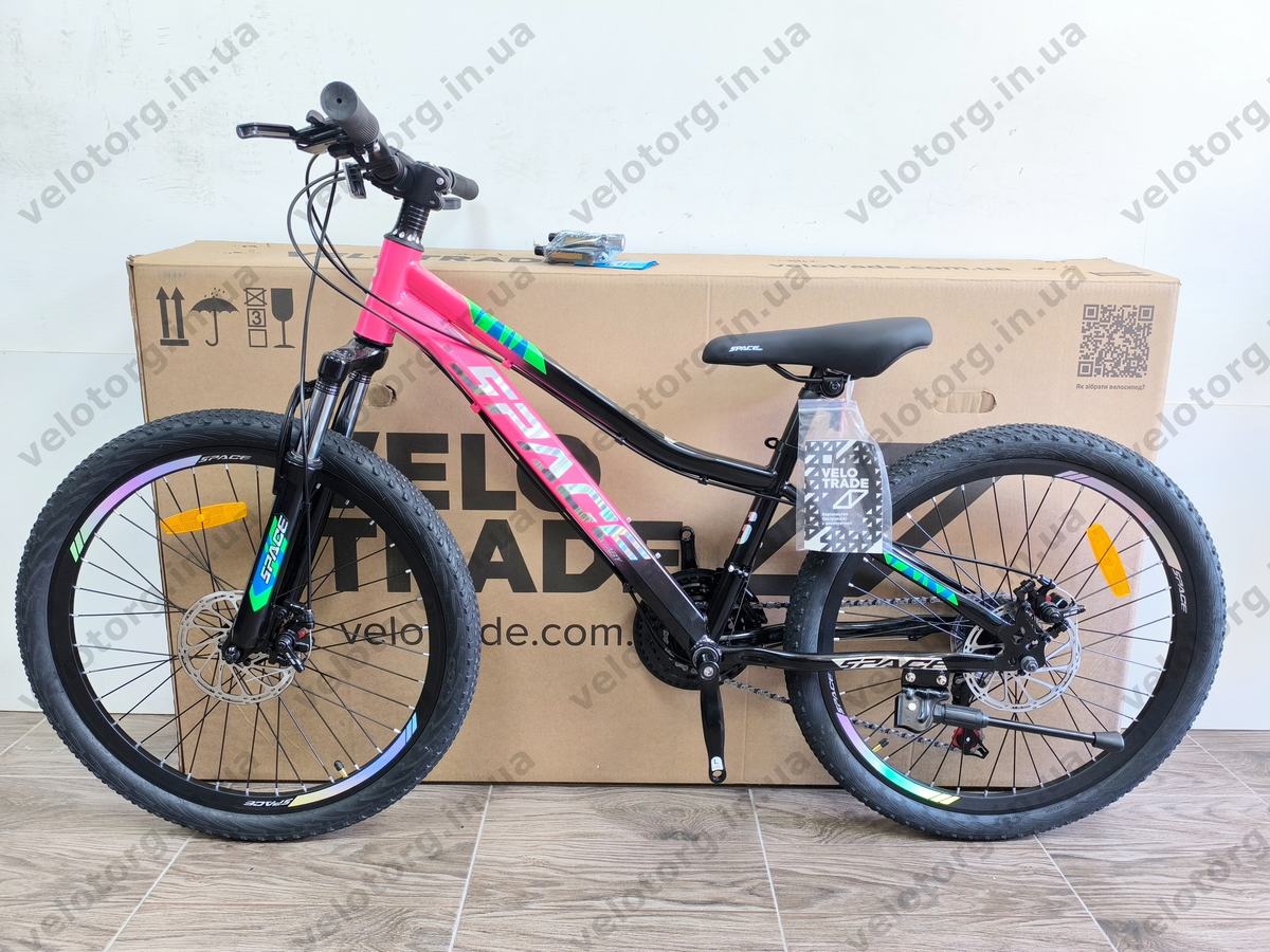 Велосипед ST 24" SPACE AURORA DD FR рама-12" рожево-чорний 2026
