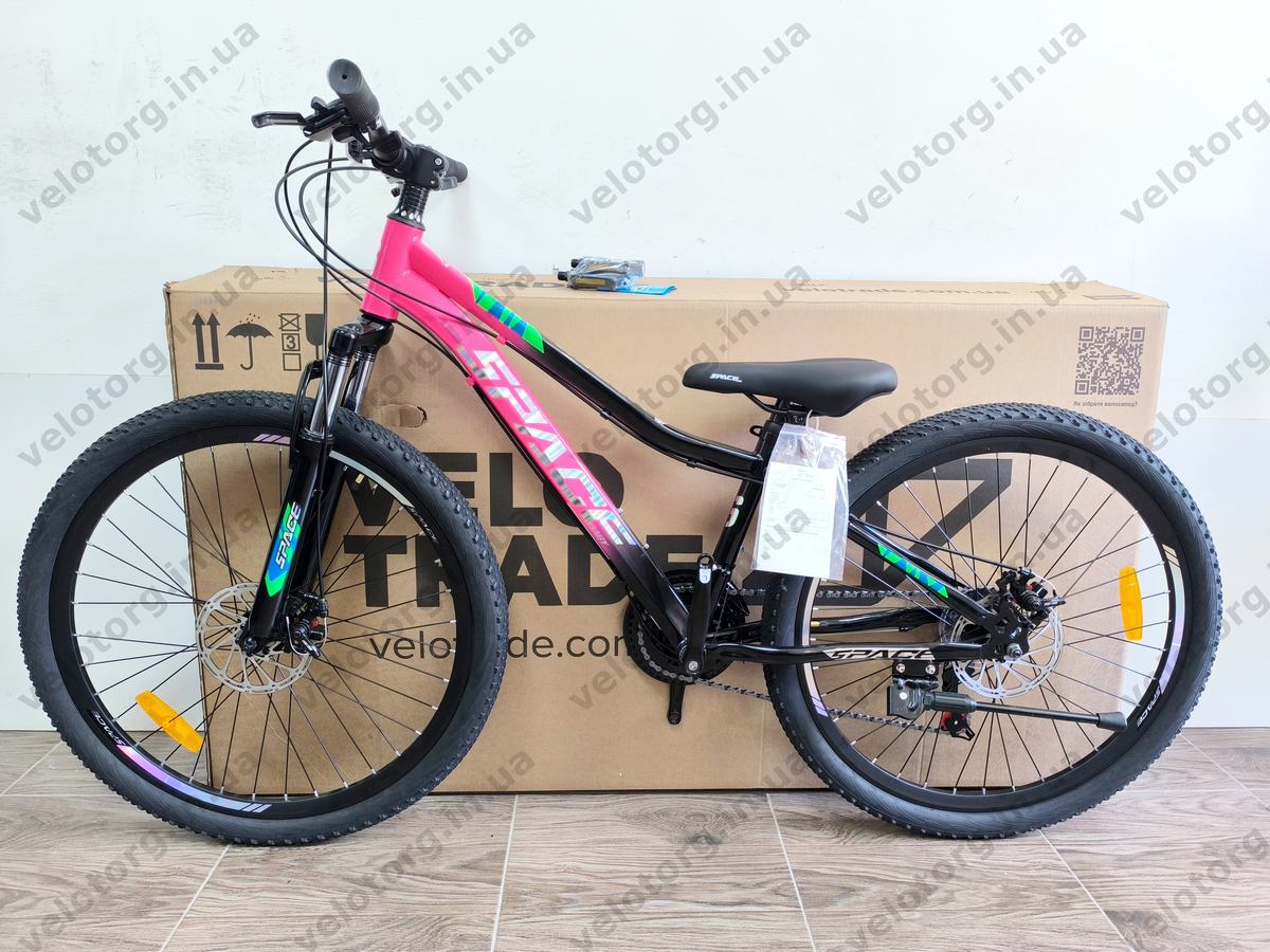 Велосипед ST 26" SPACE AURORA DD FR рама-13" рожево-чорний 2026