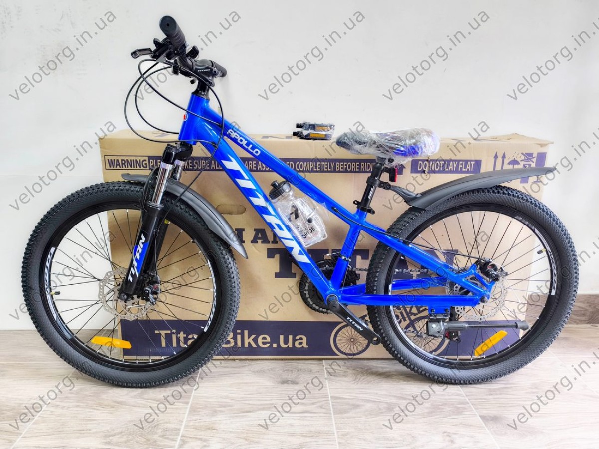 Велосипед Titan 24" Apollo 2024 Рама-11" blue — надійний гірський велосипед для активних поїздок БЕЗКОШТОВНА ДОСТАВКА