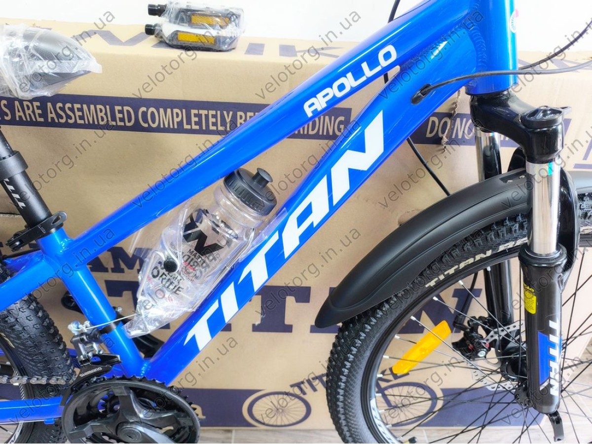 Велосипед Titan 24" Apollo 2024 Рама-11" blue — надійний гірський велосипед для активних поїздок БЕЗКОШТОВНА ДОСТАВКА