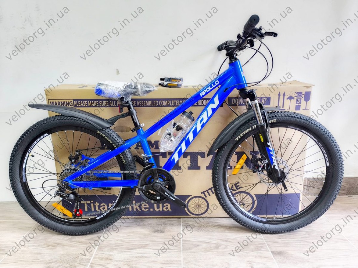 Велосипед Titan 24" Apollo 2024 Рама-11" blue — надійний гірський велосипед для активних поїздок БЕЗКОШТОВНА ДОСТАВКА