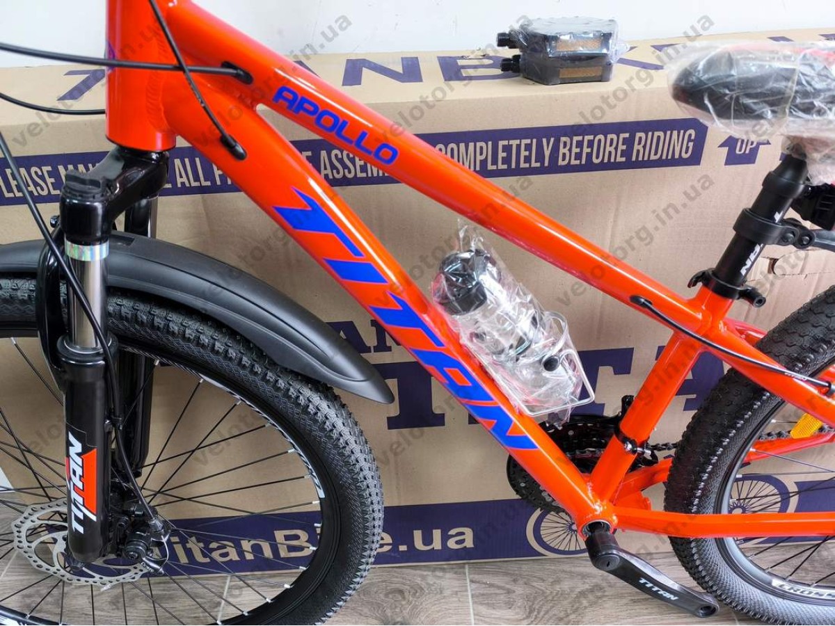 Велосипед Titan 26″ Apollo 2024 рама 13″ red-blue — надійний гірський велосипед для активних поїздок БЕЗКОШТОВНА ДОСТАВКА