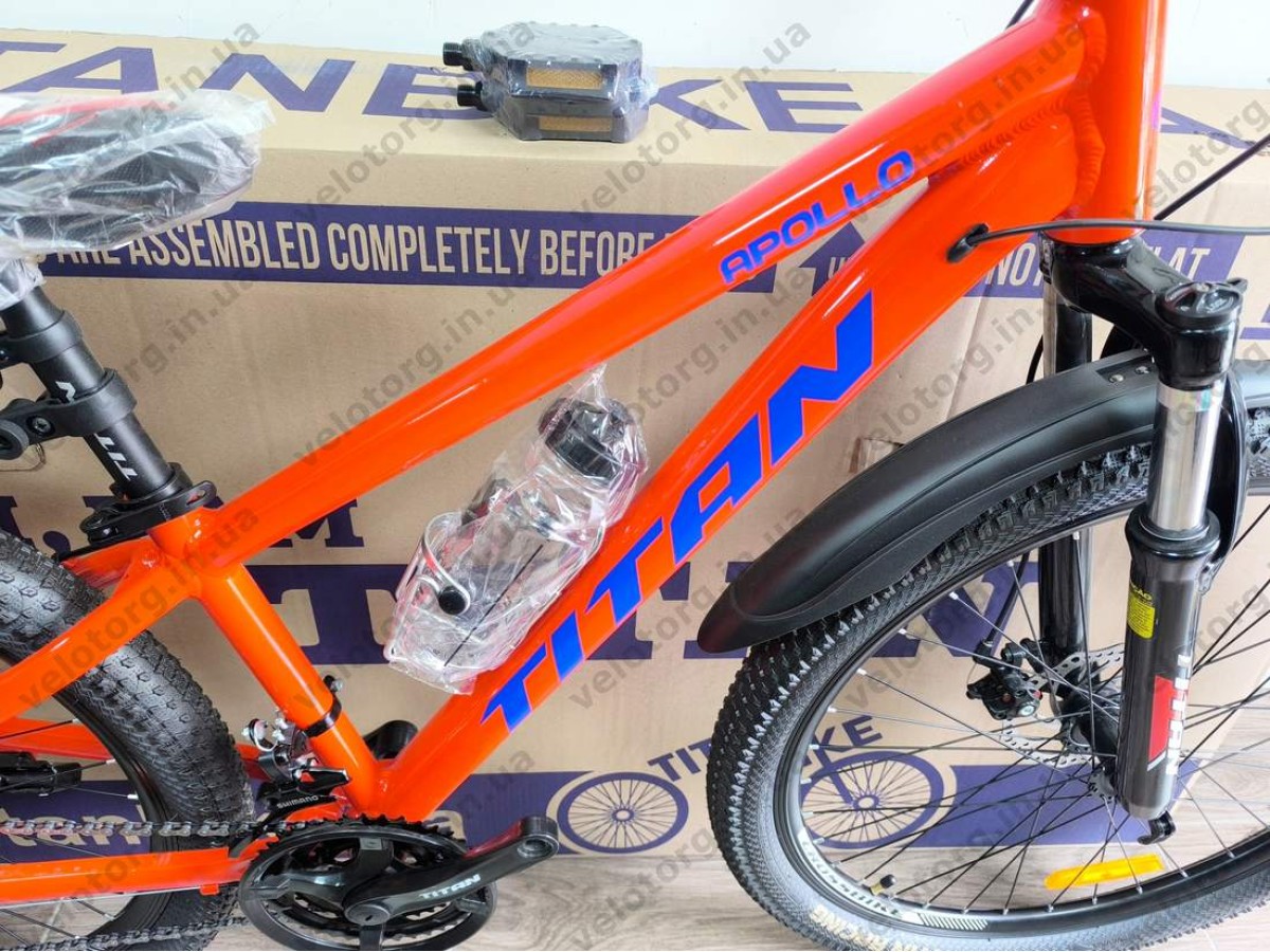 Велосипед Titan 26″ Apollo 2024 рама 13″ red-blue — надійний гірський велосипед для активних поїздок БЕЗКОШТОВНА ДОСТАВКА
