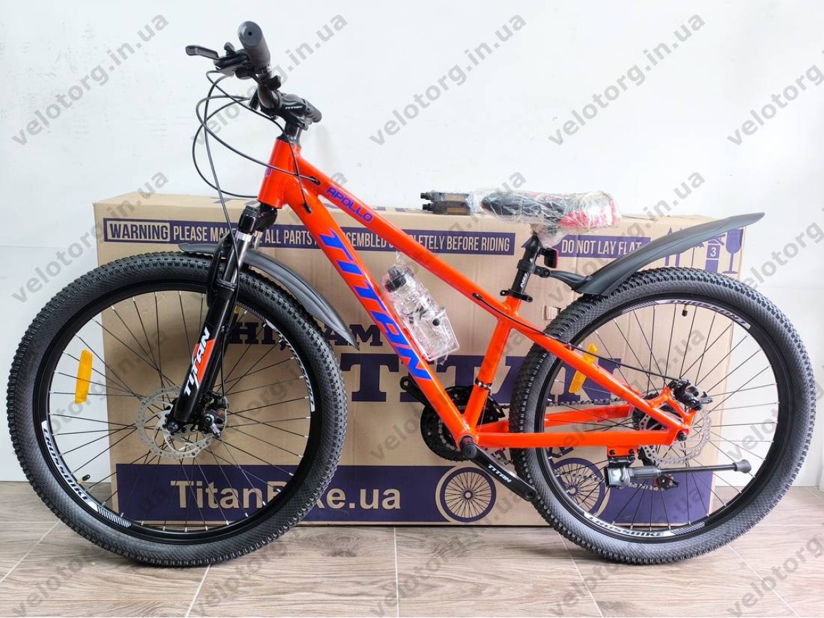 Велосипед Titan 26″ Apollo 2024 рама 13″ red-blue — надійний гірський велосипед для активних поїздок БЕЗКОШТОВНА ДОСТАВКА