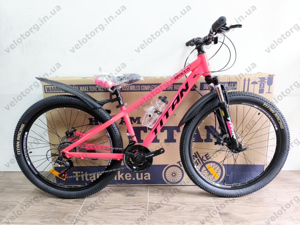 Велосипед Titan 26″ Apollo рама 13″ pink-black — надійний гірський велосипед для активних поїздок БЕЗКОШТОВНА ДОСТАВКА