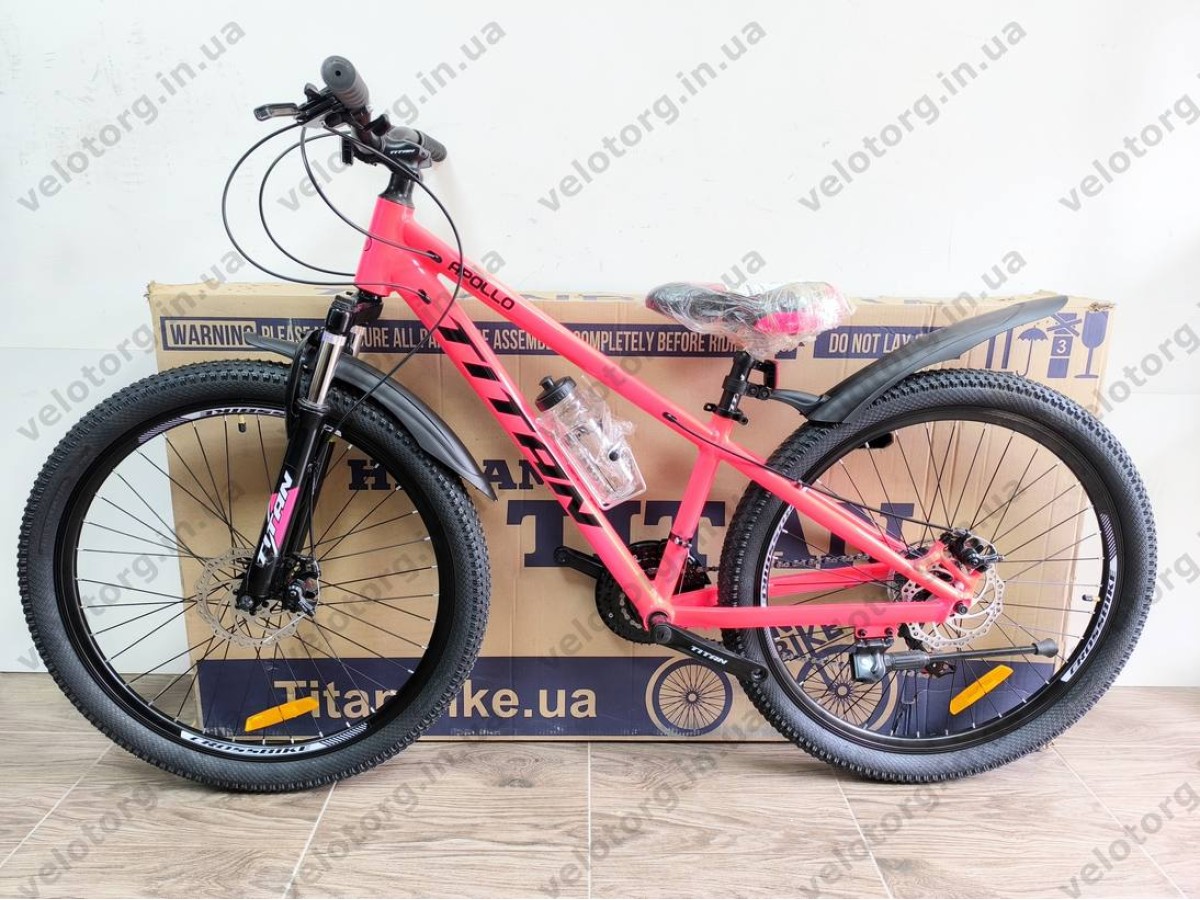Велосипед Titan 26″ Apollo рама 13″ pink-black — надійний гірський велосипед для активних поїздок БЕЗКОШТОВНА ДОСТАВКА