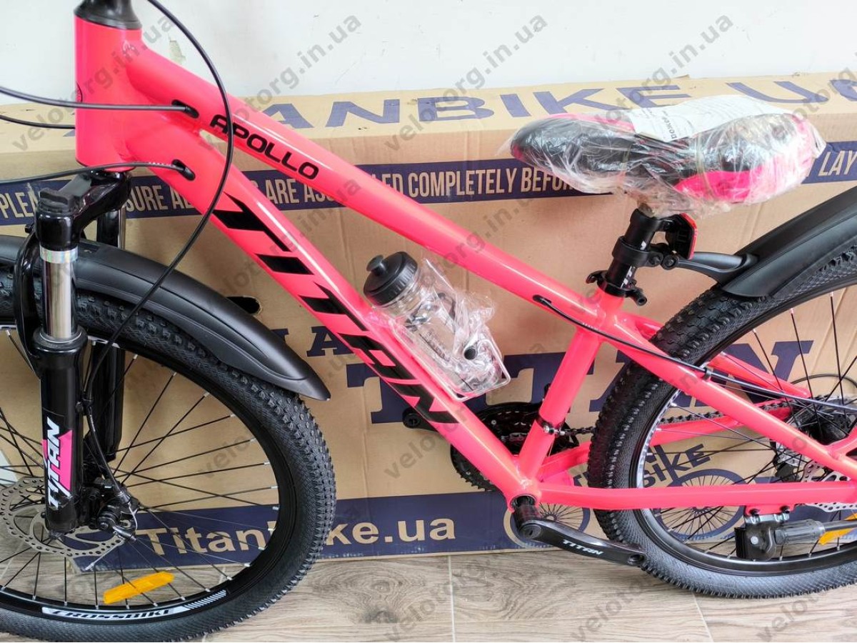 Велосипед Titan 26″ Apollo рама 13″ pink-black — надійний гірський велосипед для активних поїздок БЕЗКОШТОВНА ДОСТАВКА
