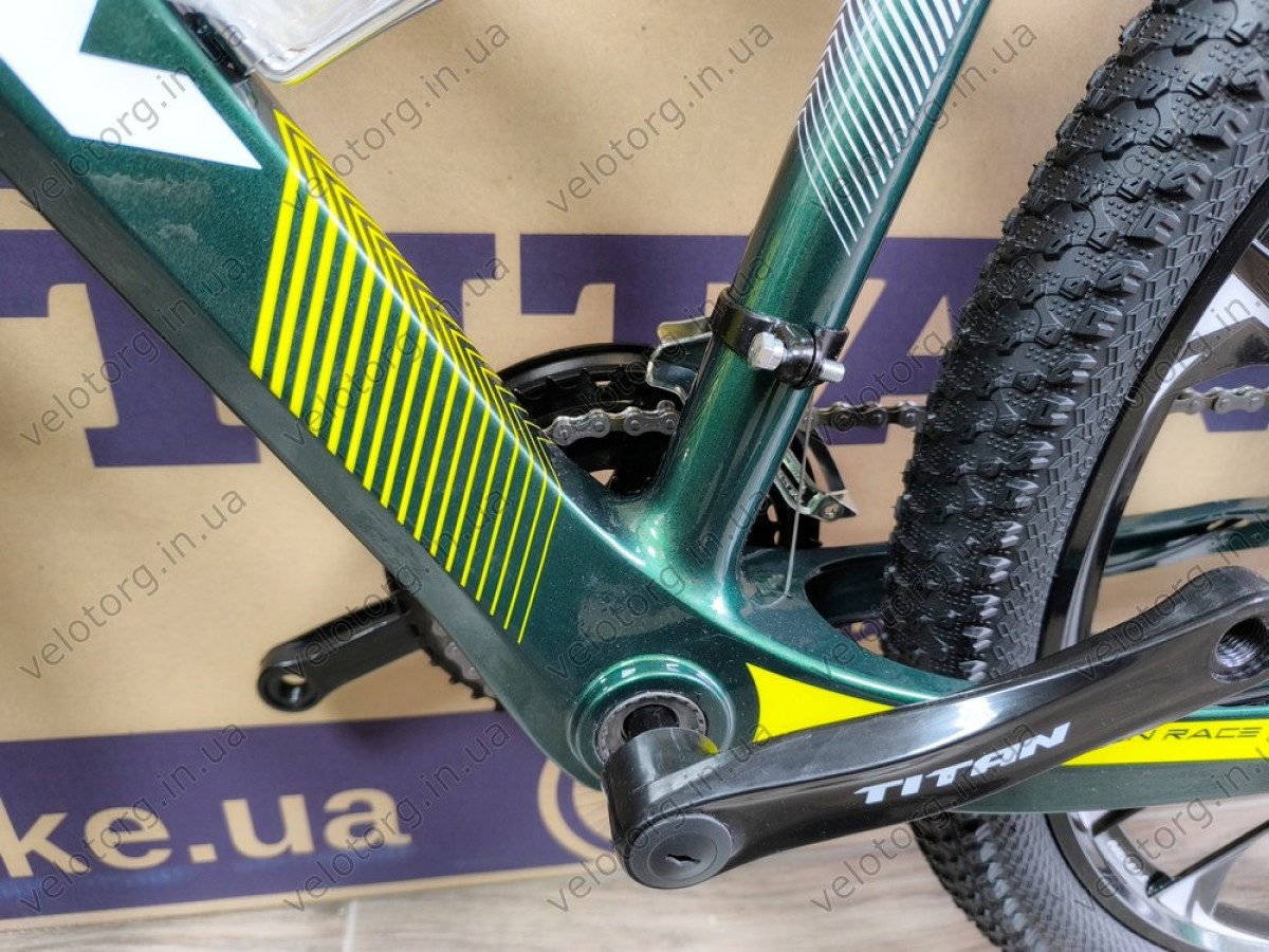 Велосипед Titan 26" Shadow green-yellow 2025 магнієвий — надійний гірський велосипед для активних поїздок
