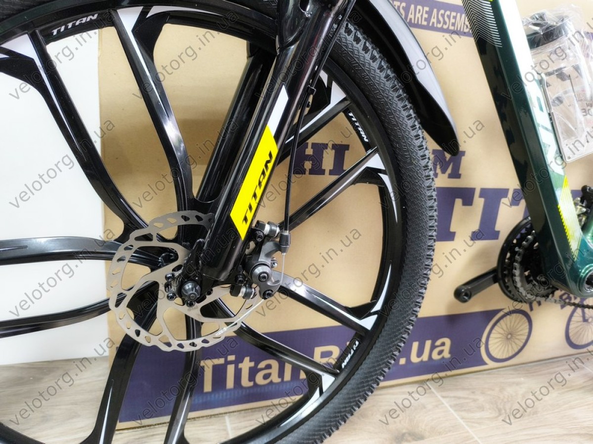 Велосипед Titan 26" Shadow green-yellow 2025 магнієвий — надійний гірський велосипед для активних поїздок