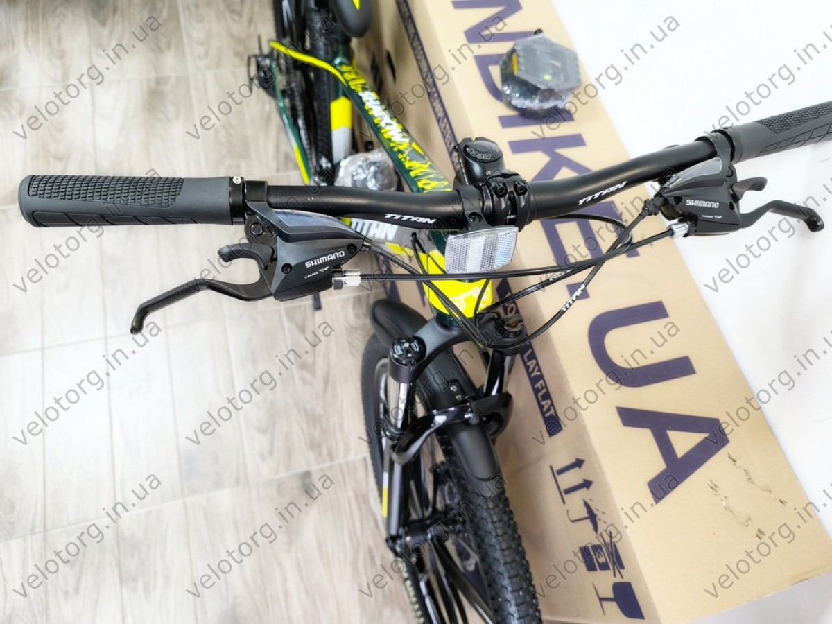 Велосипед Titan 26" Shadow green-yellow 2025 магнієвий — надійний гірський велосипед для активних поїздок