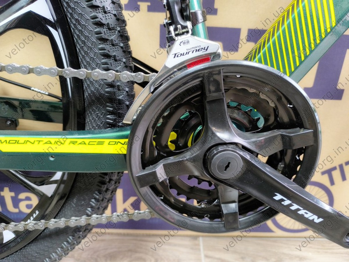 Велосипед Titan 26" Shadow green-yellow 2025 магнієвий — надійний гірський велосипед для активних поїздок
